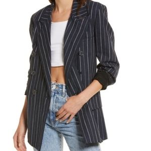 Free people ashby pinstripe double breasted blazer